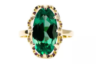 14k żółte złoto Szmaragd Pierścionek Vintage vrc253y